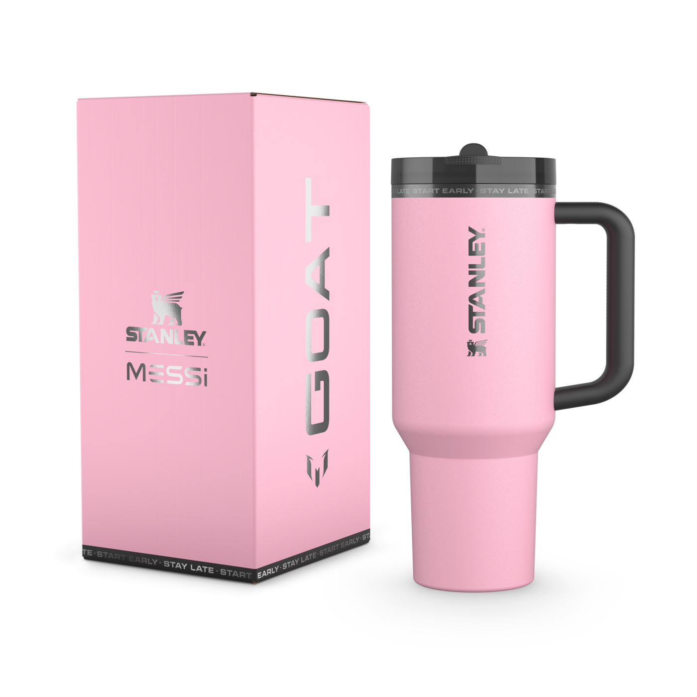 Messi GOAT Pink Stanley Quencher ProTour Flip Straw Tumbler 40oz